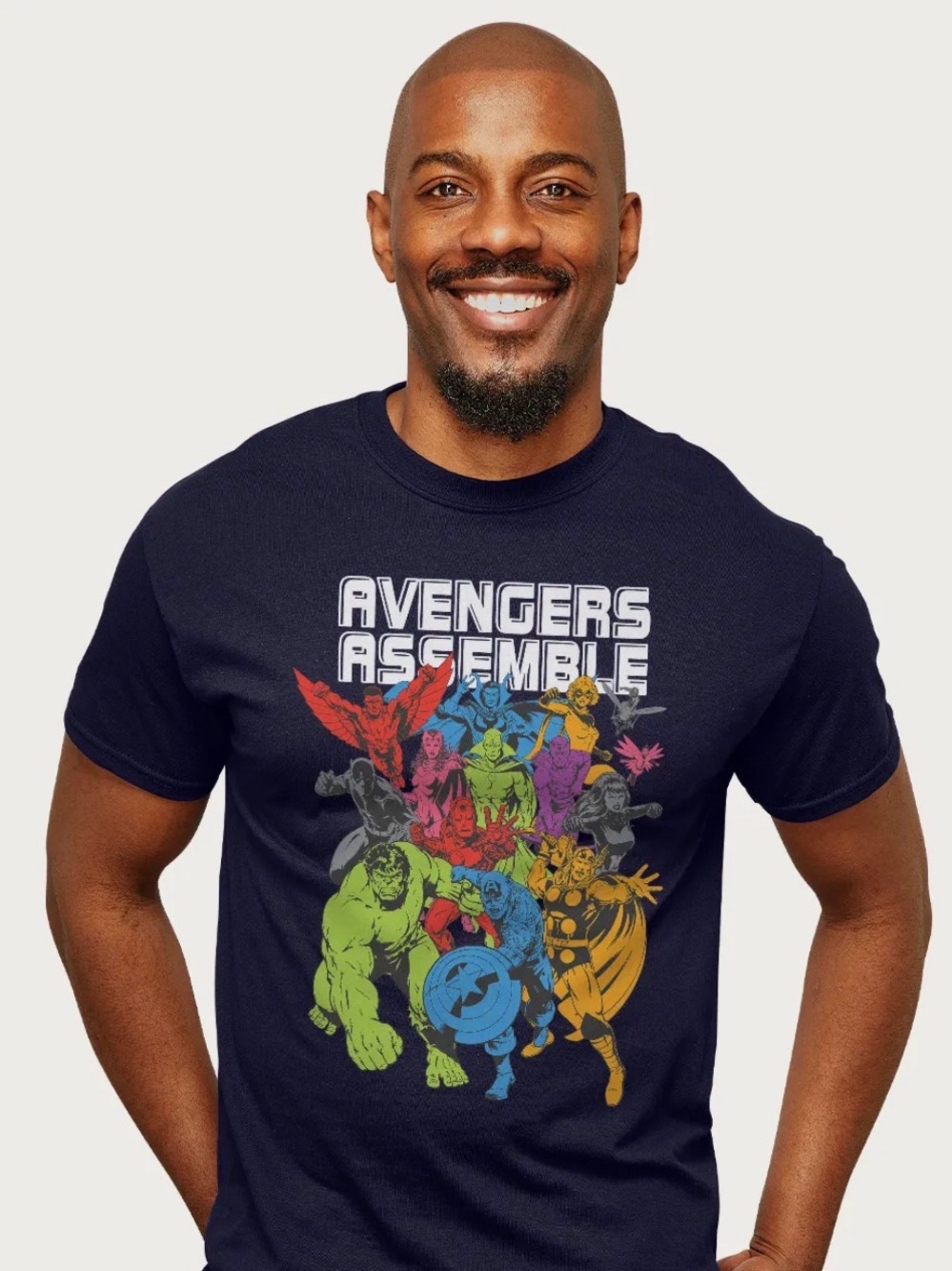 NWT, Marvel Avengers Graphic Tee - Navy with Multicolor Print size M